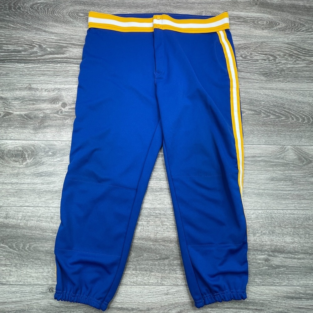Vintage Wilson Baseball Pants Mens XXL Royal Blue Striped Snap Retro USA Made